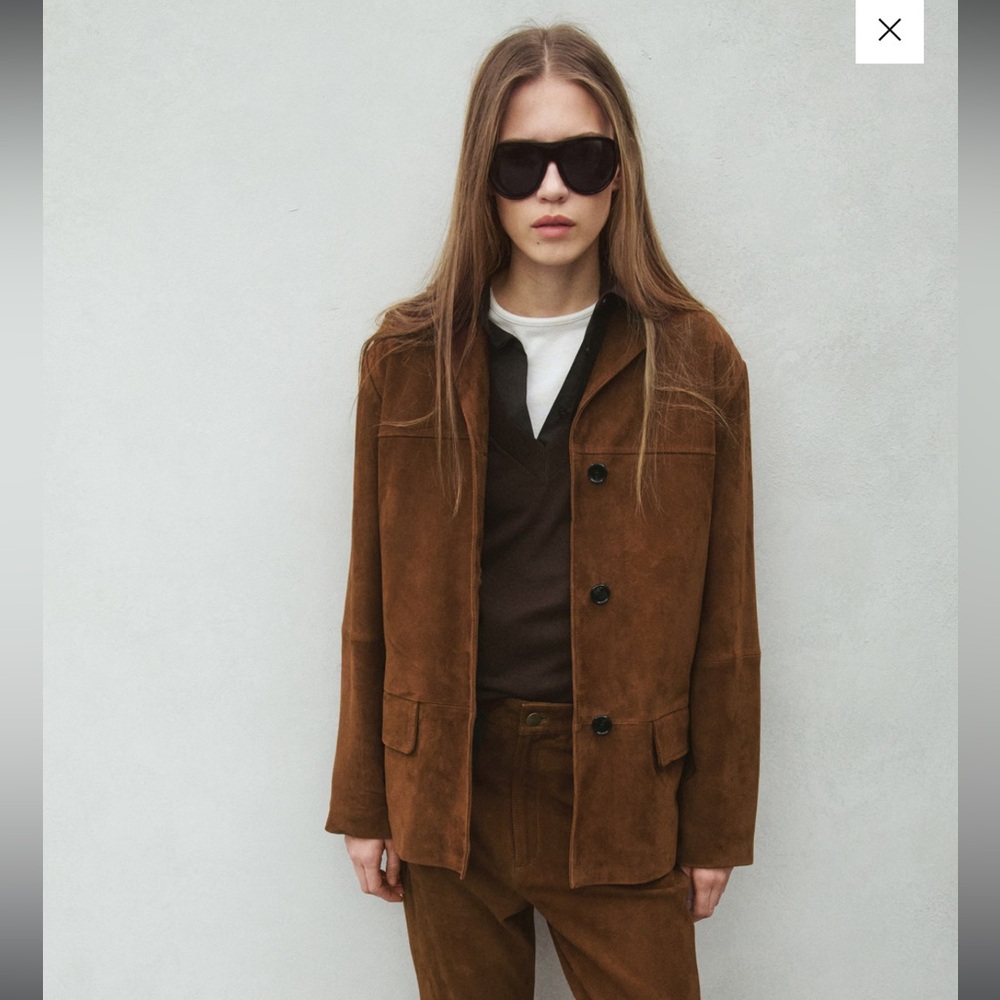 MNG selection STRAIGHT SUEDE BLAZER WITH TOPSTITCHING